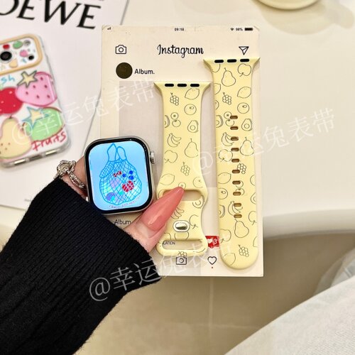 水果集合适用iwatchs11奶黄10苹果手表表带SE硅胶Applewatchs9/8