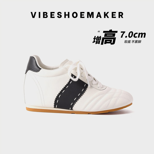 复古拼色真皮增高德训鞋阿甘鞋