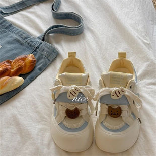 女百搭休闲运动板鞋 原创猫和鱼厚底面包鞋 小白鞋 新款 潮 女2025夏季
