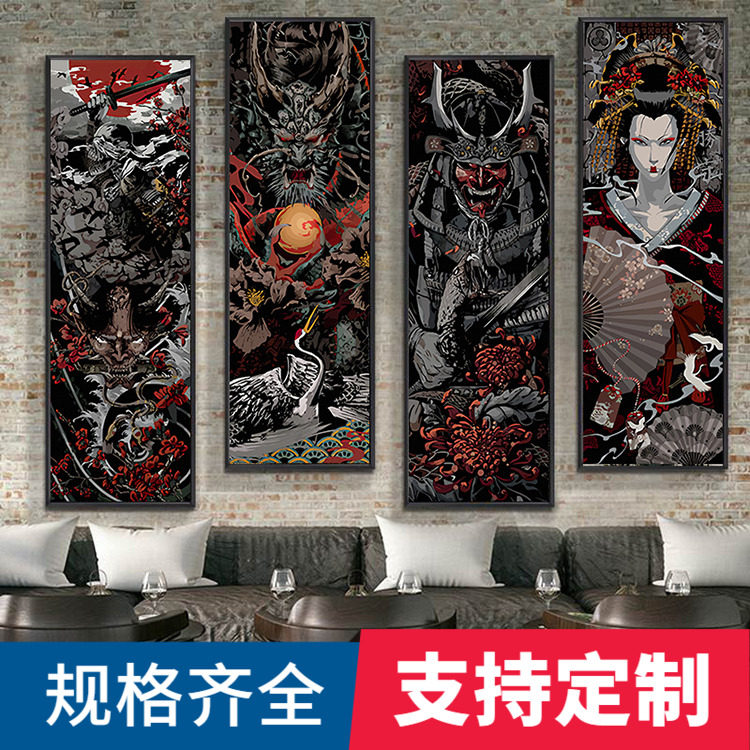 日式风武士刺青居酒屋客厅装饰画