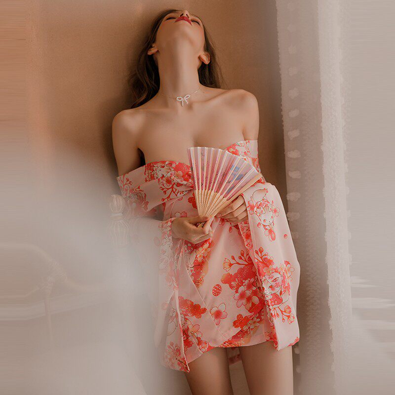 妖精大人：日式花妓~樱花和服cos浴袍女性感纯欲睡袍家居服可外穿