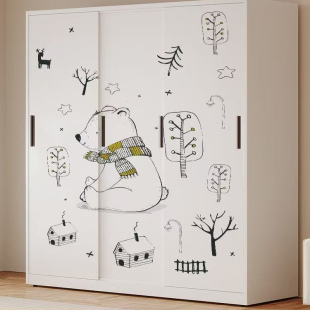 50深家用钢制铁皮衣柜简易卧室推拉门带锁儿童衣橱阳台收纳储物柜