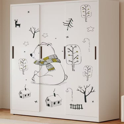 50深家用钢制铁皮衣柜简易卧室推拉门带锁儿童衣橱阳台收纳储物柜