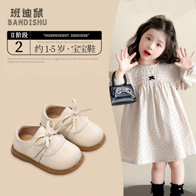 女宝宝公主鞋2025秋冬季加绒女童小皮鞋可爱小女孩蝴蝶结软底鞋子