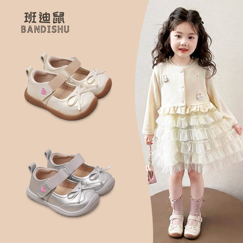 女宝宝公主鞋2026年春秋季新款婴幼儿软底学步鞋蝴蝶结女童小皮鞋