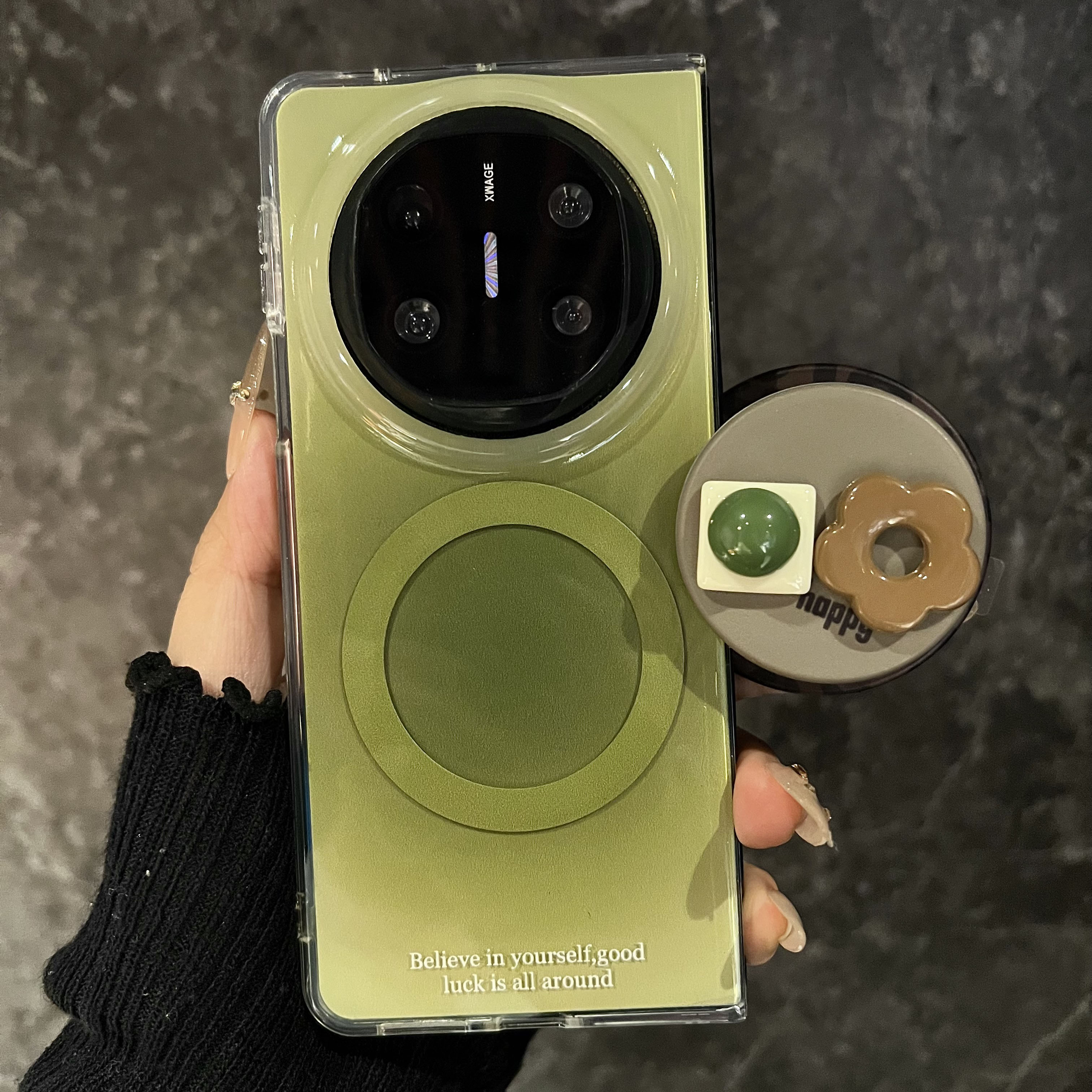 立体花朵宝石磁吸支架适用华为mateX6折叠屏手机壳日韩ins抹茶绿晕染X5典藏版新款双层X3典藏版网红女款防摔
