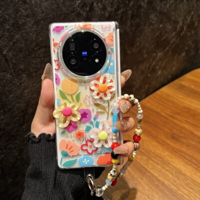 彩色花朵适用VivoXFold5手机壳