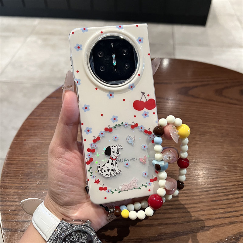 花朵樱桃斑点狗折叠屏华为手机壳