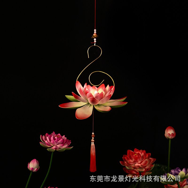 荷花灯手提莲花灯笼古风汉服舞蹈