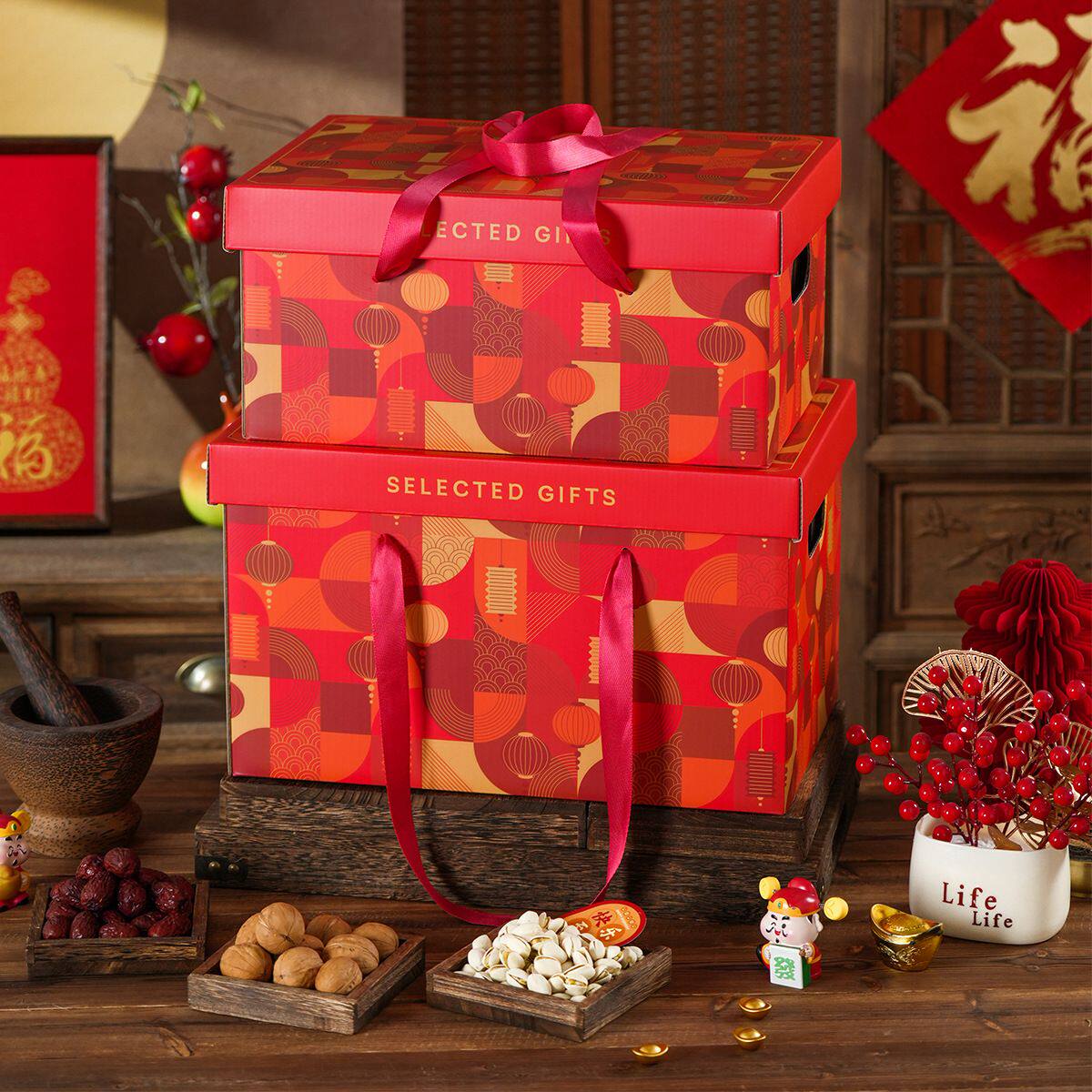 新年款礼品盒年货特产大礼包坚果水果礼品盒高档礼品包装盒子现货