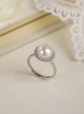 2024新款珍珠戒指轻奢太阳花