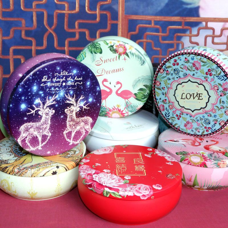 大号圆鼓形马口铁盒玫瑰花茶蜡烛罐糖果饼干包装铁罐食品罐罐子