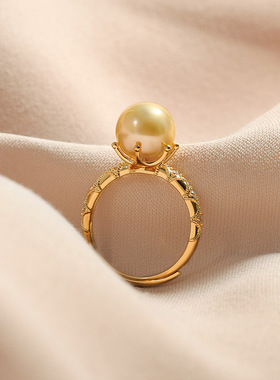 925银南洋黑珍珠可调节戒指