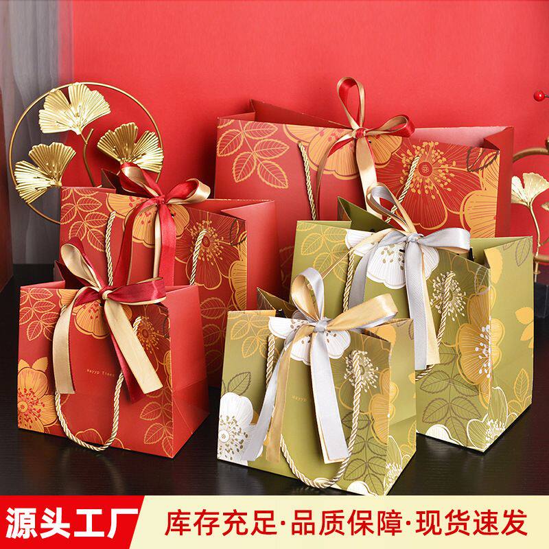 国潮风幸福时光礼品袋高级感婚礼喜糖袋子高颜值生日礼物手提纸袋