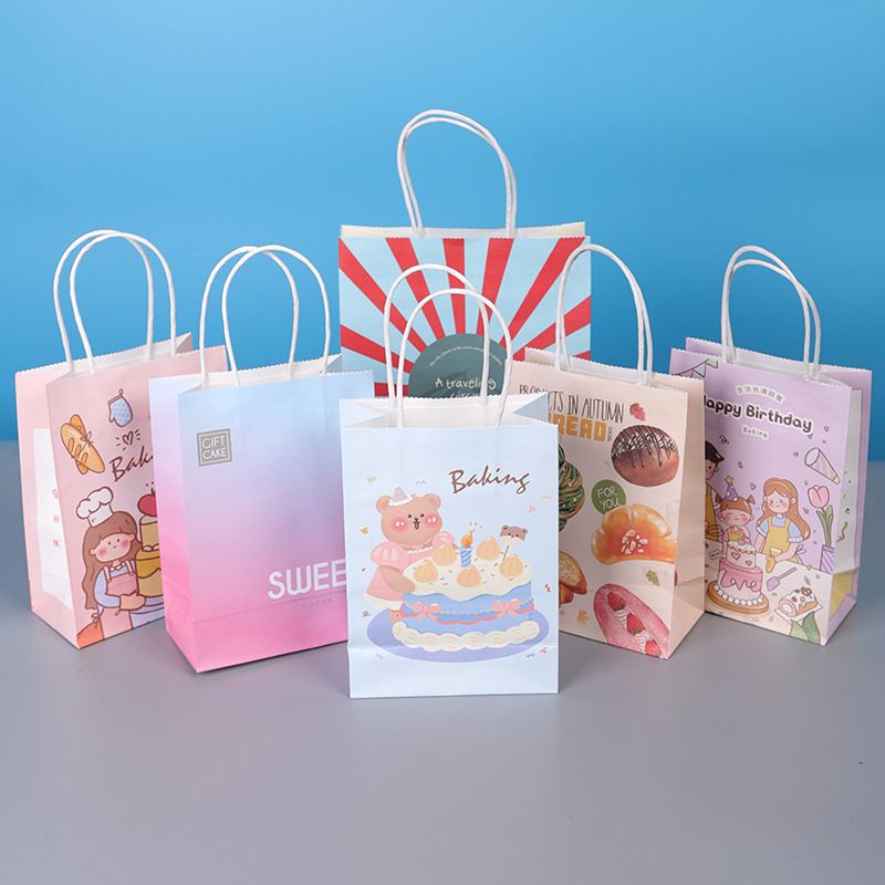 牛皮纸袋手提袋商用纸袋子外卖奶茶服装礼品印刷logo蛋糕托