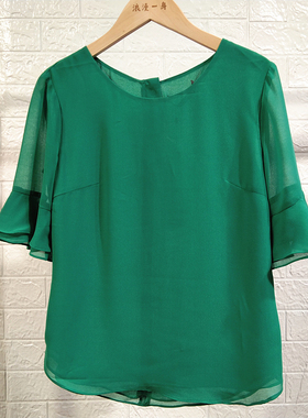 RMEO/浪漫一身夏季直筒纯色短袖套头小衫女休闲衫双层雪纺衫百搭