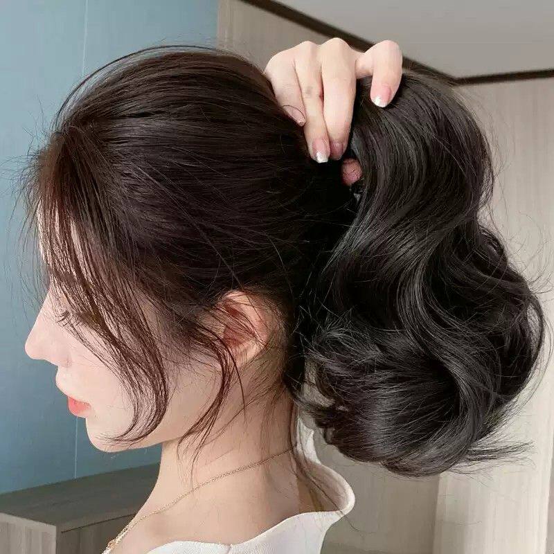 马尾假发女微卷内扣短马尾卷发仿真人发丝网红自然高马尾假发辫子