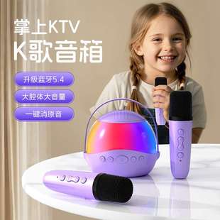 网红直播蓝牙音响环绕炫彩灯便携式麦克风无线k歌毕业季礼物