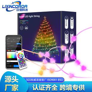 幻彩皮线灯智能点控幻彩心形灯串WIFI控制跑马铜线灯皮线灯串中灯