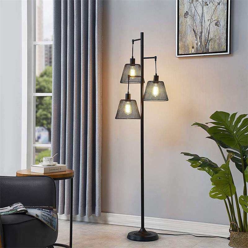 落地灯客厅沙发美式乡村复古工业风卧室办公室立式台灯新款