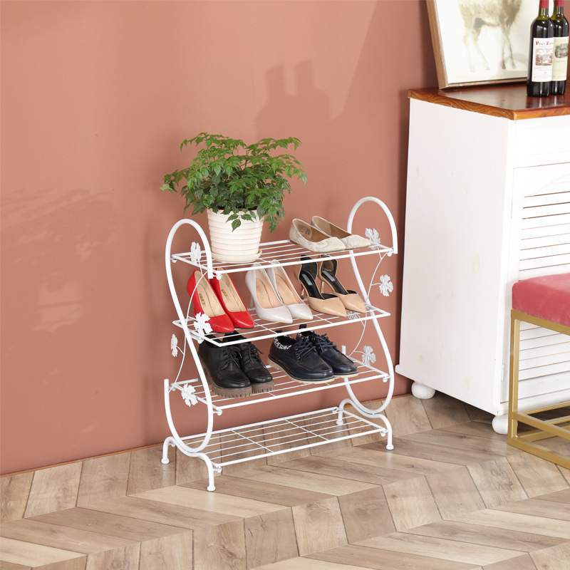 铁艺简易鞋架家用多层收纳鞋柜 家用门口小鞋架S型经济型铁艺鞋架