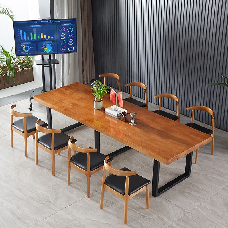 实木会议桌电脑桌简约现代长桌洽谈桌椅组合家用客厅书桌办公桌椅