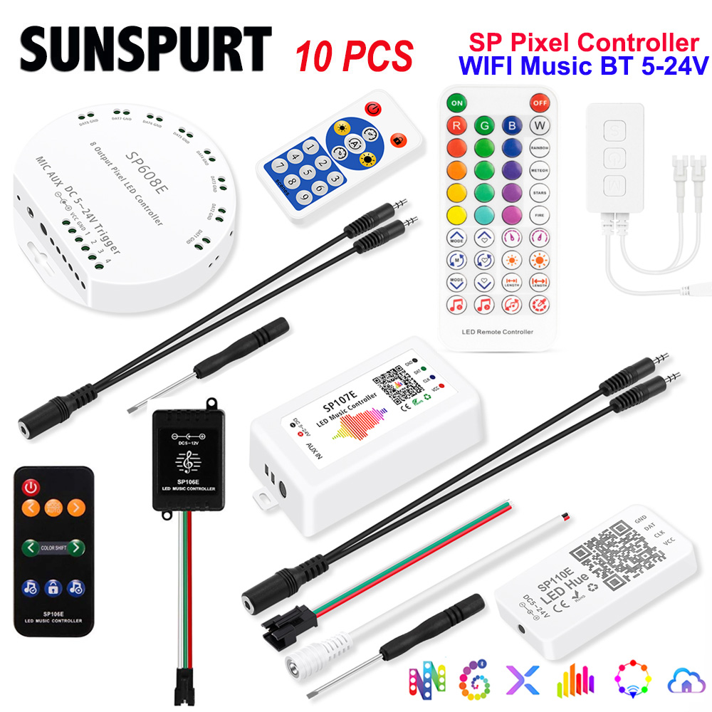 SP601E蓝牙led音乐控制器WS2811/2812幻彩灯带手机智能全彩调光器