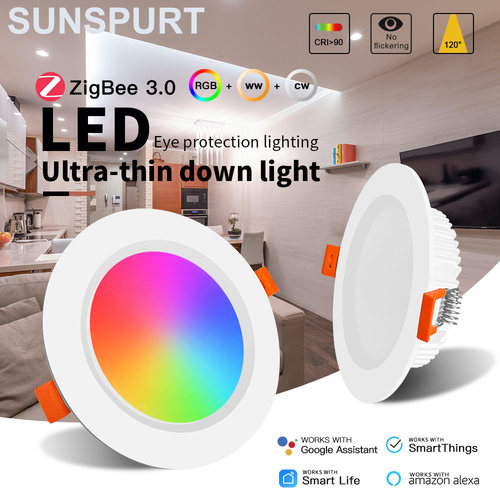 涂鸦Zigbee语音APP控制智能12W/9W6W天花板暗装嵌入式暗装LED筒灯