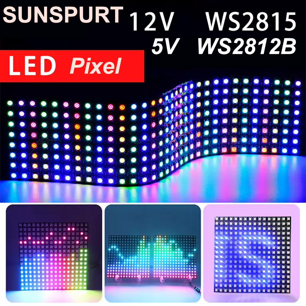 LED像素屏5V12V幻彩RGB可编程WS2812B/5走字广告屏高亮柔性软灯屏