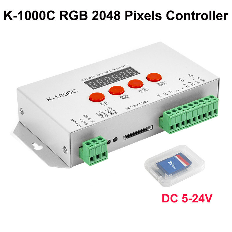 K1000C全彩2811LED灯带调光器2812 1903幻彩灯条可编程控制器SD卡
