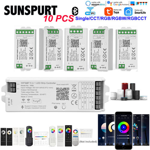 LED控制器智能蓝牙WIFI涂鸦手机APP单色七彩RGBW灯带条语音调光器