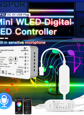 ESP32 WLED幻彩灯带RGBW控制器带麦克风和下载口支持多种DIY5-24V