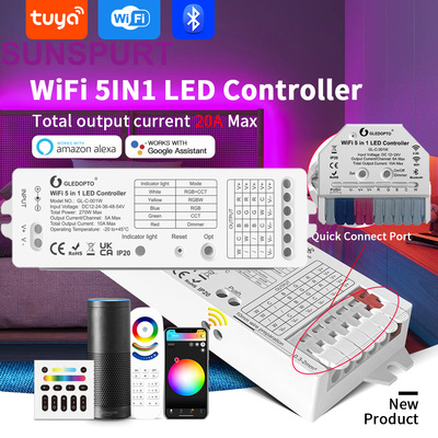 WLED涂鸦 Matter RGBWC五合一LED灯带控制器WiFi+2.4G+PUSH可控硅