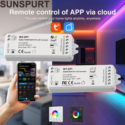 涂鸦WIFI/Zigbee幻彩智能控制器流水跑马音乐控WT WZ-SPI氛围灯光