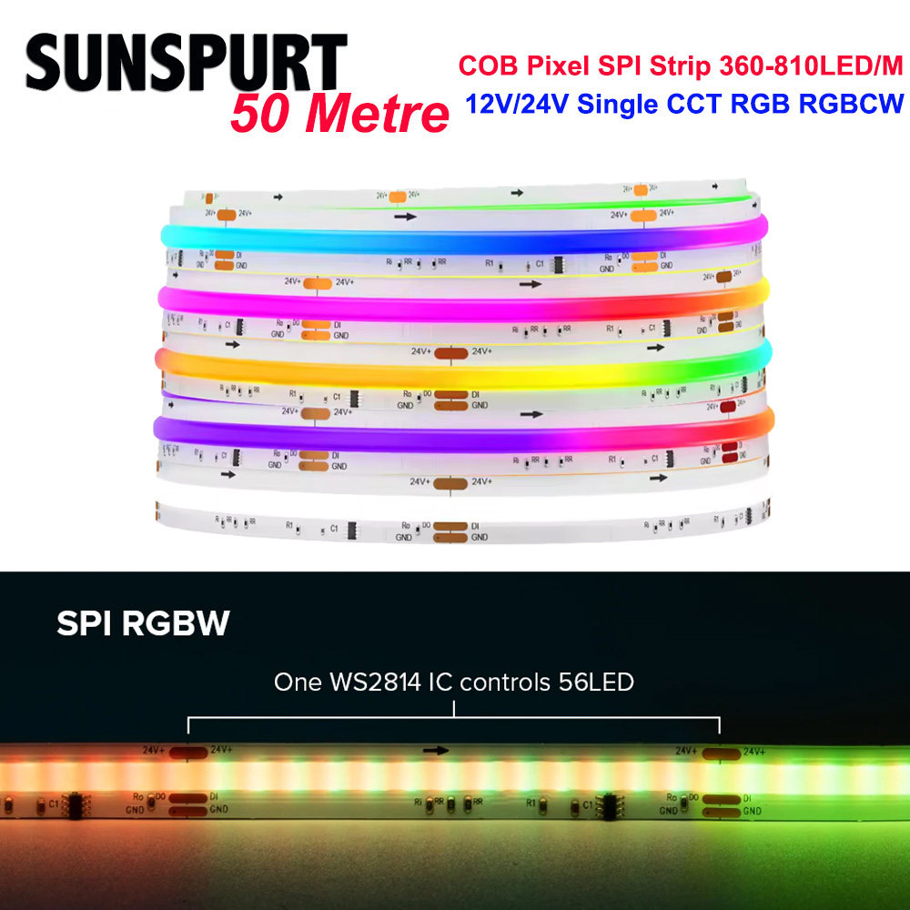 COB幻彩流水灯带LED全彩RGBCW跑马白光双色RGB流水追光柔性12-24v,家装灯饰光源,室内LED灯带,淘宝优惠券,粉丝福利购,淘宝优惠卷