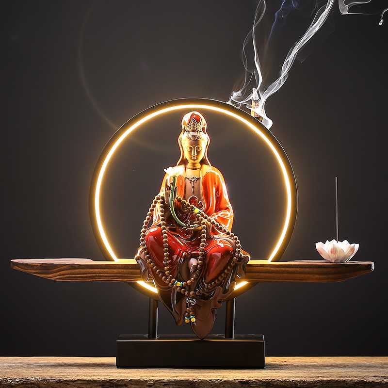 正品新中式禅意摆件玄关客厅观音佛像陶瓷复古创意倒流香装饰品工怎么看?