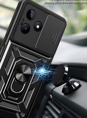 适用RealmeC53手机壳全包滑盖推窗镜头realme真我C53气囊抗摔保护套RMX3760带磁吸指环realmeC53男款磨砂外壳