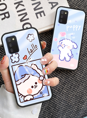 适用三星A03手机壳全包防摔Galaxy A03S硅胶保护套SM-A035F新款卡通彩绘玻璃套3星A03core网红可爱情侣软外壳
