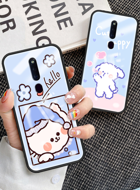 适用OPPO F11Pro手机壳彩绘玻璃oppof11硅胶保护套f11pro全包抗摔卡通图案CPH1969可爱少女新款opopf11软外壳