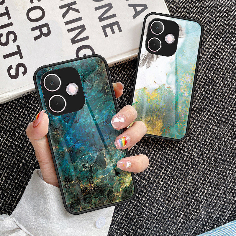 适用OPPO A5pro手机壳彩绘玻璃oppoa5pro保护套酷炫大理石纹CPH2711全包防摔2695超薄case男女新款5G外壳por