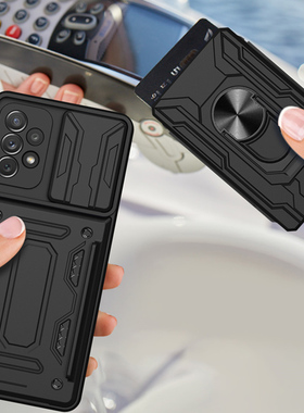 【可插卡】适用三星A73手机壳带卡包galaxya73保护套5g版气囊防摔SM-A736B全包镜头盖galayx外壳磙吸指环支架