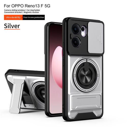 适用OPPO Reno13F手机壳带镜头盖推窗opporeno13fs保护套气囊防摔CPH2699外壳全包海外版5G国际支架磁吸新款