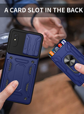 适用红米9A手机壳红米9推拉窗小米9c卡包保护套redmi9A全包防摔气囊M2006C3LG可插滑盖指环磁吸red米9C男女款