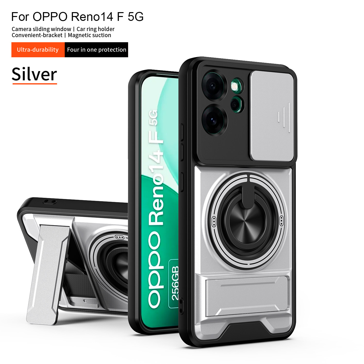 适用于OPPO Reno15F手机壳带镜头盖推窗opporeno15f保护套全包防摔CPH2801外壳海外版5G国际reon港磁吸支架