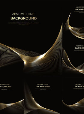 MH174黑色线条质感金色曲线化妆品科技感EPS矢量设计AI素材