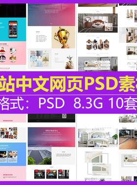 网站建立中文网页后台整套PC端界面设计UI作品集PSD源文件素材