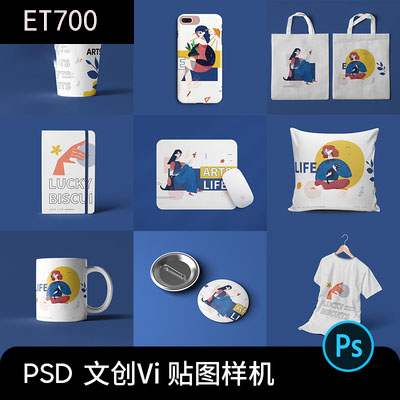 抱枕手提VI智能贴图样机PSD高端简约文创品牌LOGO设计展示效果图