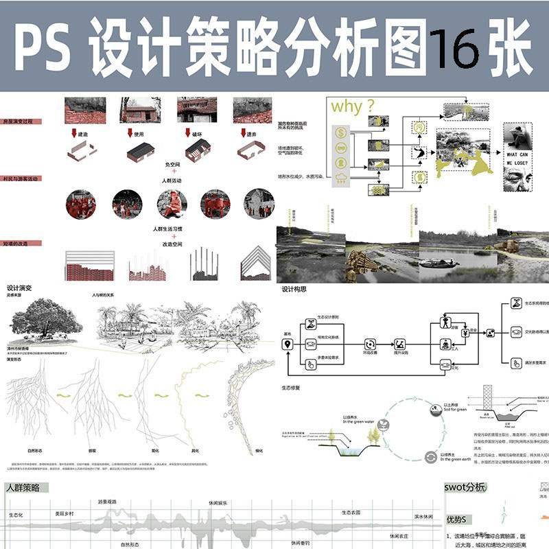 PS演变概念设计策略分析图景观园林规划毕业作品建筑设计PSD分层