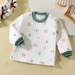 宝宝保暖上衣春秋婴儿衣服单件夹棉内衣男女童打底纯棉轻薄家居服