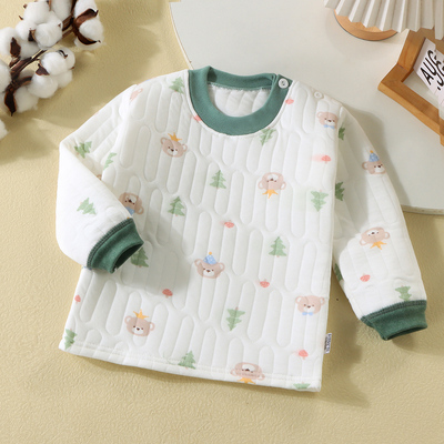 婴儿春秋纯棉夹棉保暖内衣